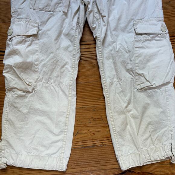 Steve & Barry's cream y2k cropped drawstring womens cargo pants SIZE 4 - Picture 4 of 5